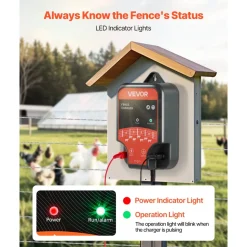 VEVOR Electric Fence Charger, 10kV 2J, AC DC Electric Fence Energizer with LED Indicator, 1.86 Miles Range, Powerful Plug-in Fences Charger, Prevents Wild Animals Intrusion for Livestock Poultry