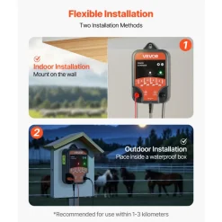VEVOR Electric Fence Charger, 10kV 2J, AC DC Electric Fence Energizer with LED Indicator, 1.86 Miles Range, Powerful Plug-in Fences Charger, Prevents Wild Animals Intrusion for Livestock Poultry