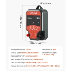 VEVOR Electric Fence Charger, 10kV 2J, AC DC Electric Fence Energizer with LED Indicator, 1.86 Miles Range, Powerful Plug-in Fences Charger, Prevents Wild Animals Intrusion for Livestock Poultry