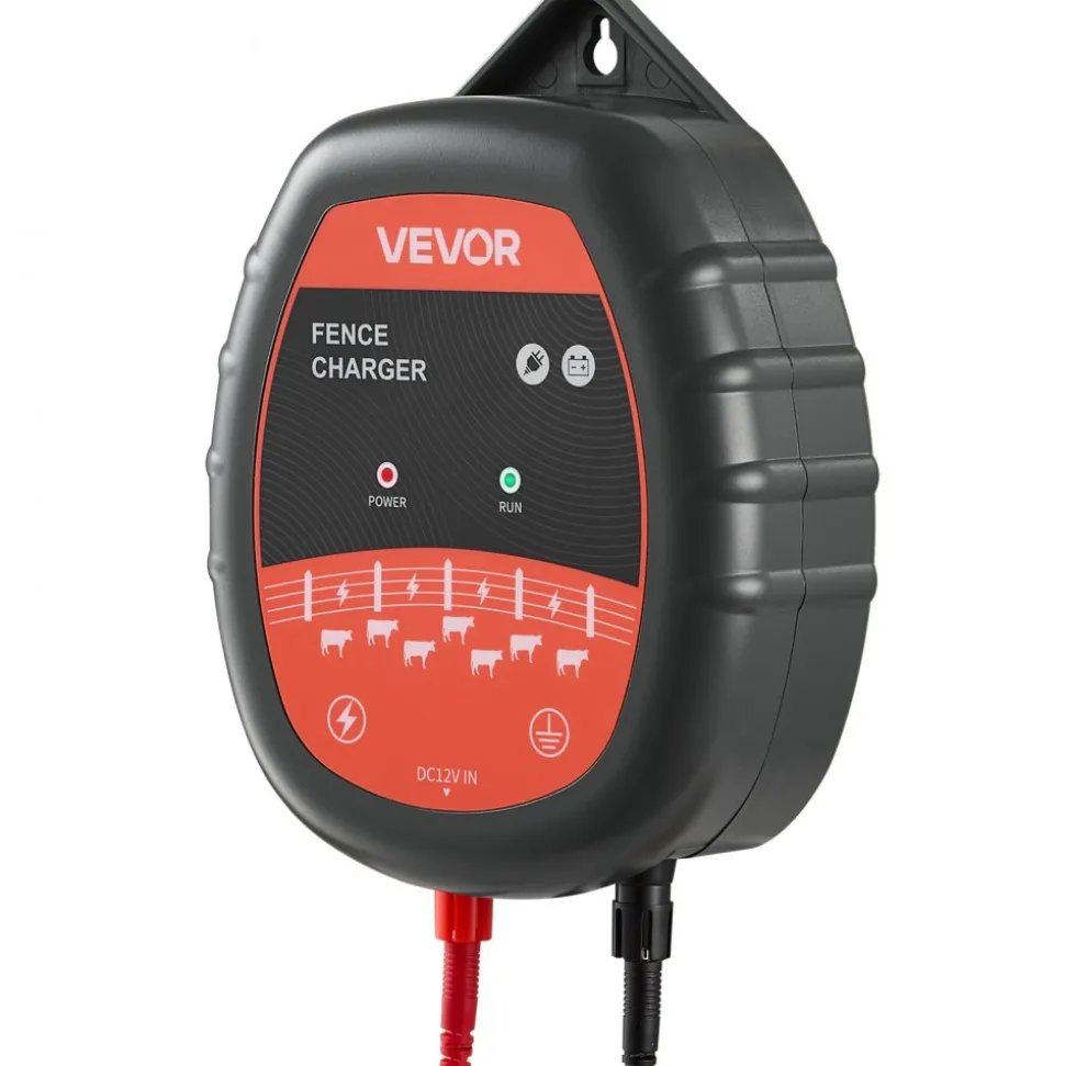 VEVOR Electric Fence Charger, 10kV 1J, AC DC Electric Fence Energizer with LED Indicator, 1.86 Miles Range, Powerful Plug-in Fences Charger, Prevents Wild Animals Intrusion for Livestock Poultry