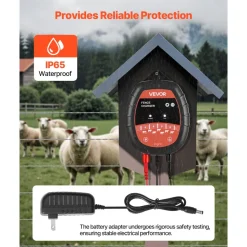 VEVOR Electric Fence Charger, 10kV 1J, AC DC Electric Fence Energizer with LED Indicator, 1.86 Miles Range, Powerful Plug-in Fences Charger, Prevents Wild Animals Intrusion for Livestock Poultry