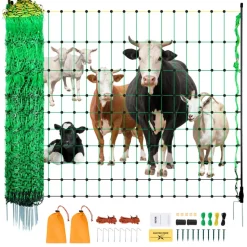 VEVOR Electric Fence Netting, 35" H x 164' L, PE Net Fencing with Posts & Double-Spiked Stakes, Utility Portable Mesh for Goats, Sheep, Lambs, Deer, Hogs, Dogs, Used in Backyards, Farms, and Ranches