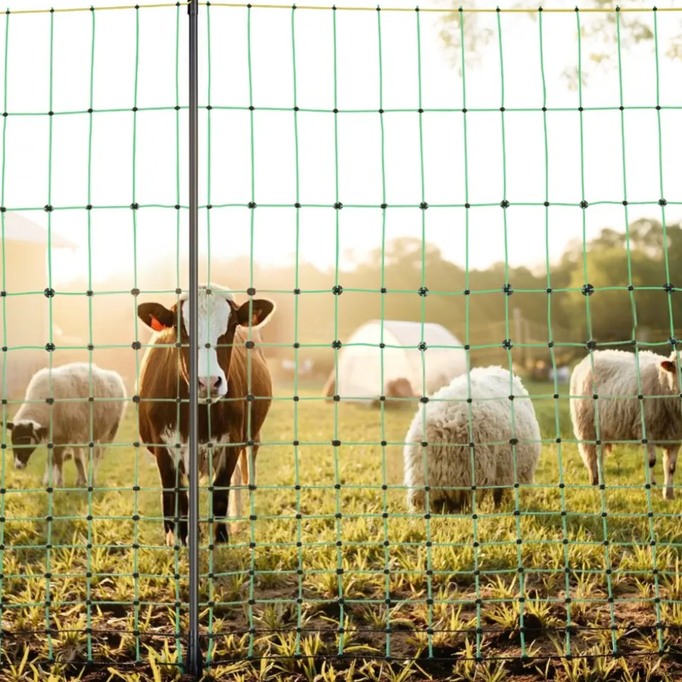 VEVOR Electric Fence Netting, 35" H x 164' L, PE Net Fencing with Posts & Double-Spiked Stakes, Utility Portable Mesh for Goats, Sheep, Lambs, Deer, Hogs, Dogs, Used in Backyards, Farms, and Ranches