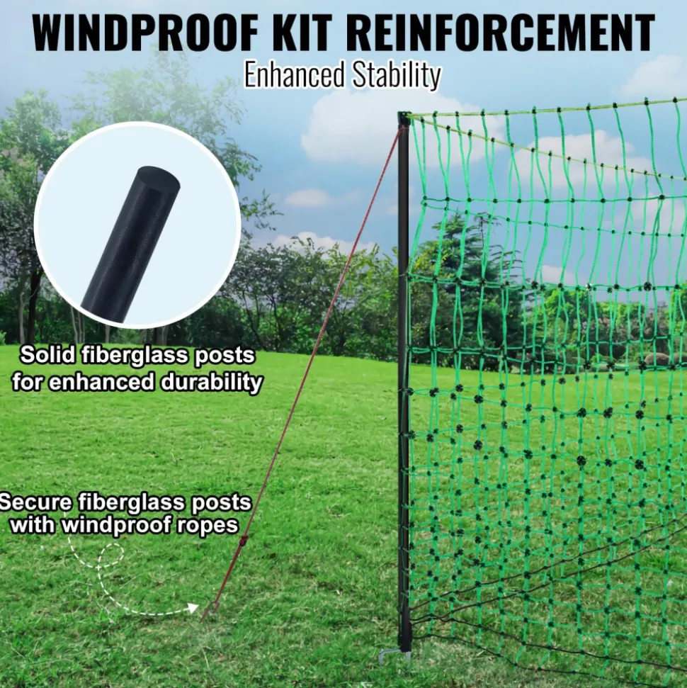 VEVOR Electric Fence Netting, 48" H x 168' L, PE Net Fencing Kit with Posts & Double-Spiked Stakes, Utility Portable Mesh for Chickens, Ducks, Geese, Rabbits, Used in Backyards, Farms, and Ranches