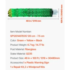 VEVOR Electric Fence Netting, 48" H x 100' L, PE Net Fencing Kit with Posts & Double-Spiked Stakes, Utility Portable Mesh for Chickens, Ducks, Geese, Rabbits, Used in Backyards, Farms, and Ranches
