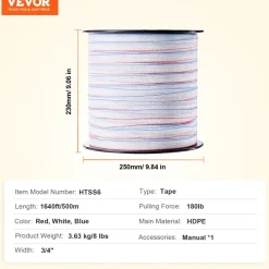 VEVOR Electric Fence Tape, 1640Ft 500M Polytape Fencing Hot Wire, 3/4" Width 6 Stainless Steel Strands for Reliable Conductivity, UV & Rust Resistance, Portable Polywire for Horse Cattle Livestock
