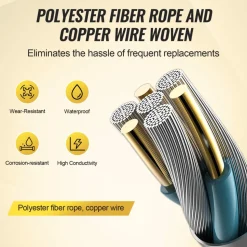 VEVOR Electric Fence Wire, 1000Ft 305M Portable Polywire, 1/4" Diameter 2 Copper Strands for Reliable Conductivity and Rust Resistance, Fencing Rope Line for Horse, Cattle, Livestock
