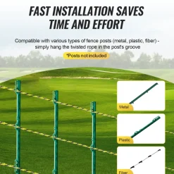 VEVOR Electric Fence Wire, 3366Ft 1026M Portable Polywire, 1/8" Diameter 6 Stainless Steel Strands for Reliable Conductivity and UV, Rust Resistance, Fencing Rope Line for Horse, Cattle, Livestock