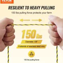 VEVOR Electric Fence Wire, 3366Ft 1026M Portable Polywire, 1/8