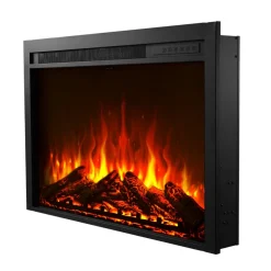 VEVOR Electric Fireplace Insert, 40 inch Recessed and Wall Mounted with Adjustable Flame Color Brightness & 8h Timer & Remote Control, Indoor Heater w/ 750W/1500W Dual Heating Modes, 5000BTU Black