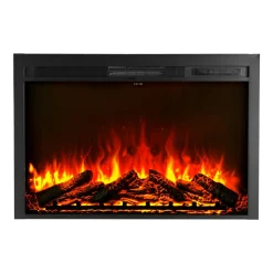 VEVOR Electric Fireplace Insert, 40 inch Recessed and Wall Mounted with Adjustable Flame Color Brightness & 8h Timer & Remote Control, Indoor Heater w/ 750W/1500W Dual Heating Modes, 5000BTU Black