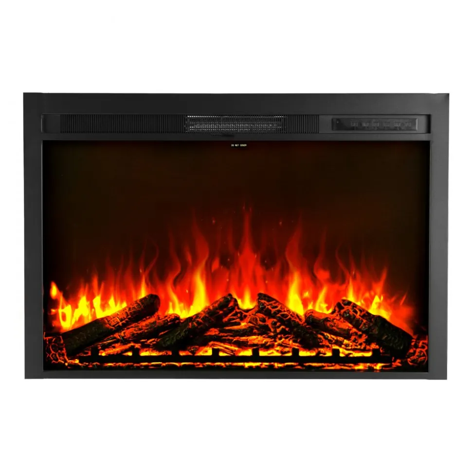 VEVOR Electric Fireplace Insert, 40 inch Recessed and Wall Mounted with Adjustable Flame Color Brightness & 8h Timer & Remote Control, Indoor Heater w/ 750W/1500W Dual Heating Modes, 5000BTU Black