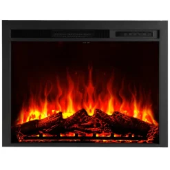 VEVOR Electric Fireplace Insert, 35 inch Recessed and Wall Mounted with Adjustable Flame Color Brightness & 8h Timer & Remote Control, Indoor Heater w/ 750W/1500W Dual Heating Modes, 5000BTU Black
