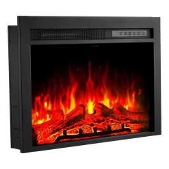 VEVOR Electric Fireplace Insert, 28.5 inch Recessed and Wall Mounted with Adjustable Flame Color Brightness & 8h Timer & Remote Control, Indoor Heater w/ 750W/1500W Dual Heating Modes, 5000BTU Black