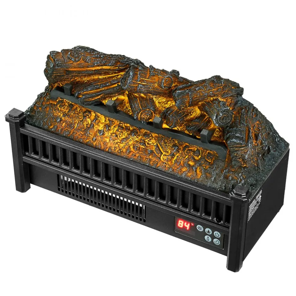 VEVOR Electric Fireplace Log, 20 inch Fireplace Insert Log Heater, with Remote Controller, 5 Adjustable Flame Brightness, 24H Timer, Overheat Protection, Thermostat, for Home and Office Decor Black