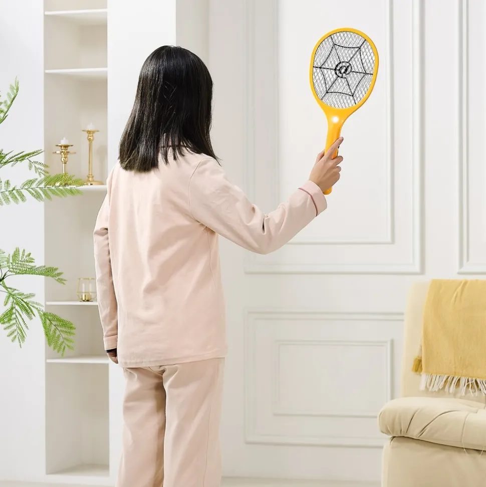 VEVOR Electric Fly Swatter, Zapper Racket with 3 Layers Mesh, Powerful Fly Killer Indoor & Outdoor with 500mAh Battery Rechargeable for Home, Bedroom, Kitchen and Patio, Yellow & Black