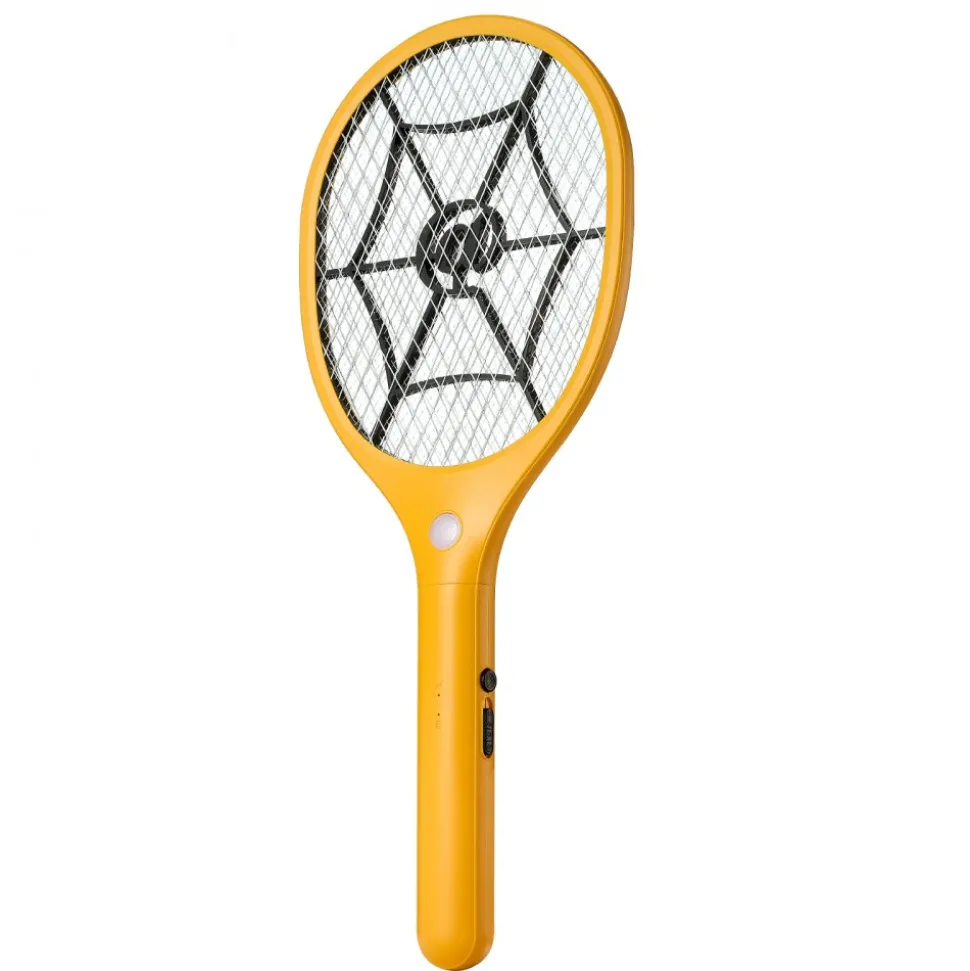 VEVOR Electric Fly Swatter, Zapper Racket with 3 Layers Mesh, Powerful Fly Killer Indoor & Outdoor with 500mAh Battery Rechargeable for Home, Bedroom, Kitchen and Patio, Yellow & Black