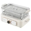 VEVOR Electric Food Steamer 6.3 QT Glass with 2-Tier Stainless Steel Trays, 1200W Vegetable Steamer for Cooking, 1-3 Servings, Pre-Programmed Settings, Delay Start, for Veggies, Seafood & Rice, White