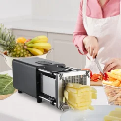 VEVOR Electric French Fry Cutter, Potato Slicer with 1/2-Inch and 3/8-Inch Stainless Steel Blades, Potato Cutter Chopper w/ Anti-slip Feet, Great for Potato, French Fries, Cucumber, Vegetables, Carrot