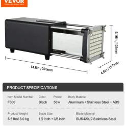 VEVOR Electric French Fry Cutter, Potato Slicer with 1/2-Inch and 3/8-Inch Stainless Steel Blades, Potato Cutter Chopper w/ Anti-slip Feet, Great for Potato, French Fries, Cucumber, Vegetables, Carrot