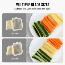 VEVOR Electric French Fry Cutter, Potato Slicer with 1/2-Inch and 3/8-Inch Stainless Steel Blades, Potato Cutter Chopper w/ Anti-slip Feet, Great for Potato, French Fries, Cucumber, Vegetables, Carrot