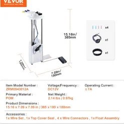 VEVOR Electric Fuel Pump Module Assembly, Compatible with Pontiac Vibe 2005-2010, Toyota Corolla 2005-2018, Toyota Matrix 2005-2013, 1.8L 2.4L, Replace E3781M, MU1718, F2792A, FG1640, FG0938, FG1299