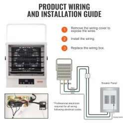 VEVOR Electric Garage Heater, 5000-Watt (2500/5000W) Ceiling Mounted Shop Heater, 2 Settings & Overheat Protection & Low Noise Cross-flow, Commercial for Indoor Workshop  Warehouse,240V White
