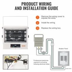 VEVOR Electric Garage Heater, 5000-Watt Digital Fan-Forced Wall/Ceiling Mount Shop Heater, with Remote Control Overheat Protection, Hardwired Heater with 9-Hour Timer, Ideal for Workshop, ETL Listed