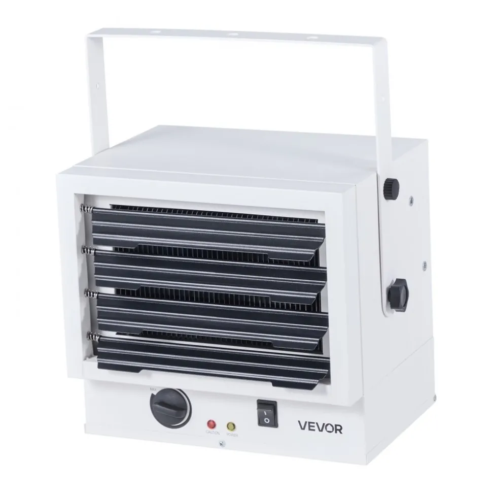 VEVOR Electric Garage Heater, 5000-Watt Wall/Ceiling Mounted Shop Heater for 2 Cars, Overheat Protection & 3 Adjustable Angles, Heavy Duty Commercial for Indoor Workshop Warehouse,240V White