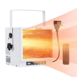 VEVOR Electric Garage Heater, 4800-Watt with Remote Control & 10 Hour Timer & Overheat Protection Wall/Ceiling Mounted Shop Heater, Commercial Fan-forced for Indoor Workshop  Warehouse,240V White
