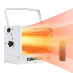 VEVOR Electric Garage Heater, 8500-Watt with Remote Control & 10 Hour Timer & Overheat Protection Wall/Ceiling Mounted Shop Heater, Commercial Fan-forced for Indoor Workshop Warehouse,240V White