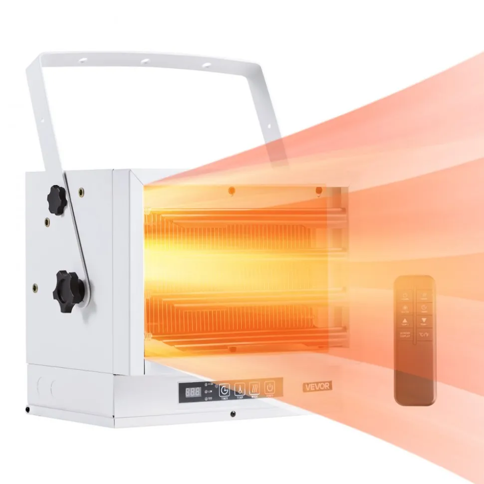 VEVOR Electric Garage Heater, 8500-Watt with Remote Control & 10 Hour Timer & Overheat Protection Wall/Ceiling Mounted Shop Heater, Commercial Fan-forced for Indoor Workshop Warehouse,240V White