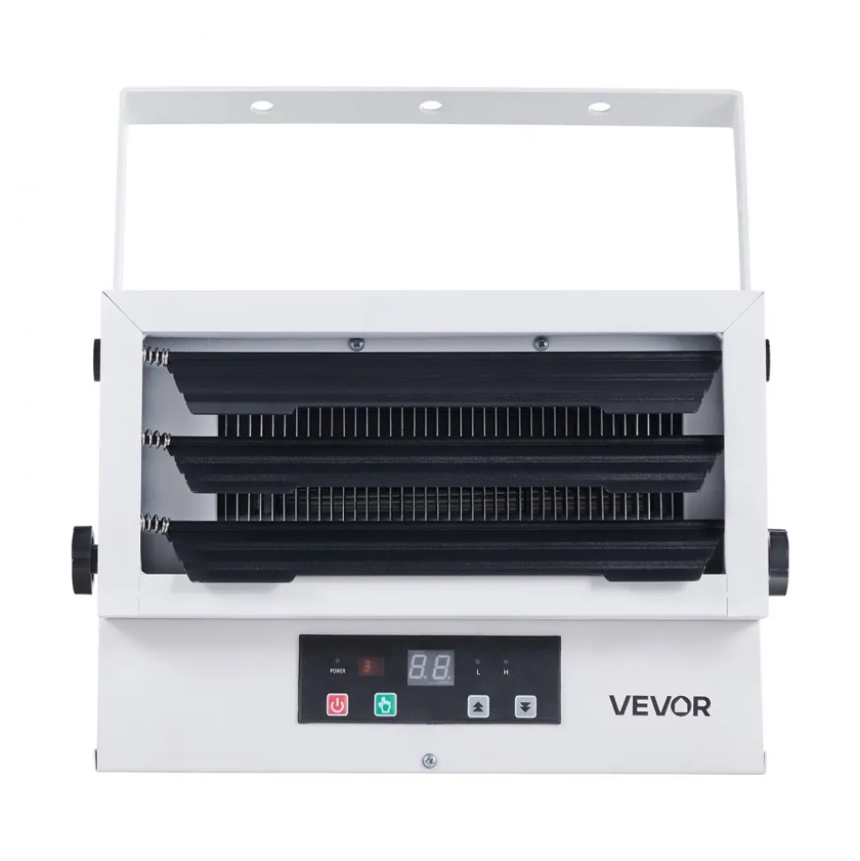 VEVOR Electric Garage Heater, 5000-Watt (2500/5000W) Ceiling Mounted Shop Heater, With Remote Control & Overheat Protection & Low Noise Cross-flow, Commercial for Indoor Workshop Warehouse,240V White