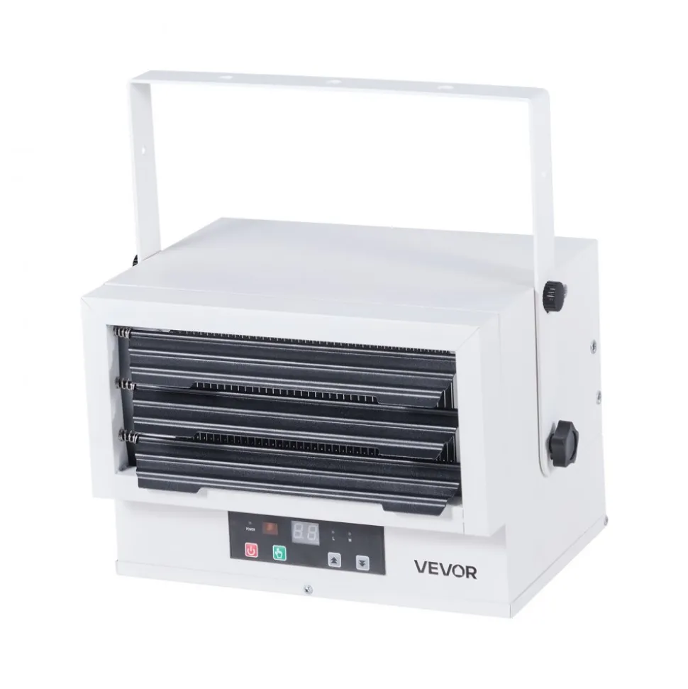 VEVOR Electric Garage Heater, 5000-Watt (2500/5000W) Ceiling Mounted Shop Heater, With Remote Control & Overheat Protection & Low Noise Cross-flow, Commercial for Indoor Workshop Warehouse,240V White