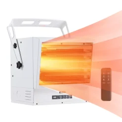 VEVOR Electric Garage Heater, 15000-Watt with Remote Control & 10 Hour Timer & Overheat Protection Wall/Ceiling Mounted Shop Heater, Commercial Fan-forced for Indoor Workshop  Warehouse,240V White