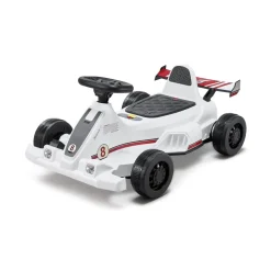 VEVOR Electric Go Kart, 6V 4.5Ah Battery, Pedal Go Kart Portable Outdoor Race Toy for Kids Ages 2+, 20000 RPM Motor, 2 MPH Constant Speed, LED Headlight & Horn, Non-slip Tires, 44 lbs Max Load, White