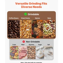 VEVOR Electric Grain Mill Grinder, 0.3 lbs Commercial Spice Grinders, High Speed 850W Stainless Steel Pulverizer Powder Machine, for Dry Grains, Spices, Cereals, Coffee, Corn & Pepper, Straight Type
