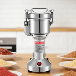 VEVOR Electric Grain Mill Grinder, 0.3 lbs Commercial Spice Grinders, High Speed 850W Stainless Steel Pulverizer Powder Machine, for Dry Grains, Spices, Cereals, Coffee, Corn & Pepper, Straight Type