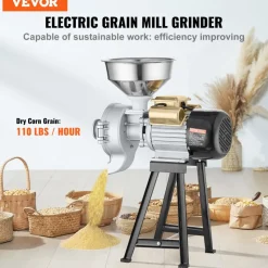VEVOR Electric Grain Mill Grinder, 3000W Spice Grinders, Commercial Corn Mill with Funnel, Thickness Adjustable Powder Machine, Heavy Duty Feed Flour Cereal Mill Wheat Grinders, Dry & Wet Grinder