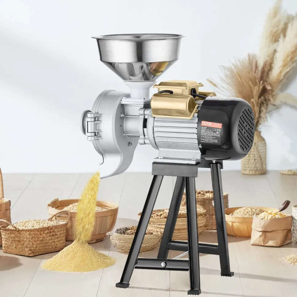 VEVOR Electric Grain Mill Grinder, 3000W Spice Grinders, Commercial Corn Mill with Funnel, Thickness Adjustable Powder Machine, Heavy Duty Feed Flour Cereal Mill Wheat Grinders, Dry & Wet Grinder