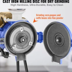 VEVOR Electric Grain Mill Grinder, 3000W Spice Grinders, Commercial Corn Mill with Funnel, Thickness Adjustable Powder Machine, Heavy Duty Feed Flour Cereal Mill Wheat Grinders, Dry Grinder