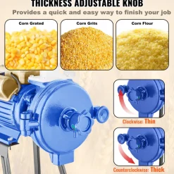 VEVOR Electric Grain Mill Grinder, 3000W Spice Grinders, Commercial Corn Mill with Funnel, Thickness Adjustable Powder Machine, Heavy Duty Feed Flour Cereal Mill Wheat Grinders, Dry Grinder