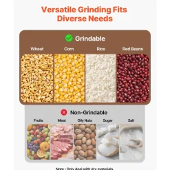 VEVOR Electric Grain Mill Grinder, 110 lbs/H Commercial Spice Grinders, 1500W Cast Iron Pulverizer Powder Machine with Non-Slip Rubber Feet, for Dry Grains, Spices, Cereals, Coffee, Corn & Pepper