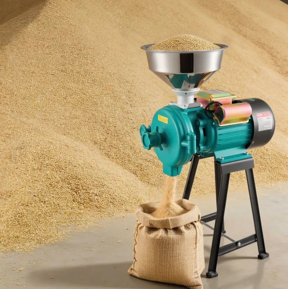 VEVOR Electric Grain Mill Grinder, 110 lbs/H Commercial Spice Grinders, 1500W Cast Iron Pulverizer Powder Machine with Non-Slip Rubber Feet, for Dry Grains, Spices, Cereals, Coffee, Corn & Pepper