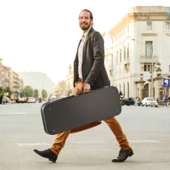 VEVOR Electric Guitar Hard Case, 41.3 Inch, Rectangle Wooden Hard-Shell Protective Carrying Case, with Lock Latch, Padding, Accessory Compartment, Key, for 39 Inch Tele/ST Electric Guitars, Yellow