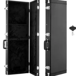 VEVOR Electric Guitar Hard Case, 41.3 Inch, Rectangle Wooden Hard-Shell Protective Carrying Case, with Lock Latch, Padding, Accessory Compartment, Key, for 39 Inch Tele/ST Electric Guitars, Black