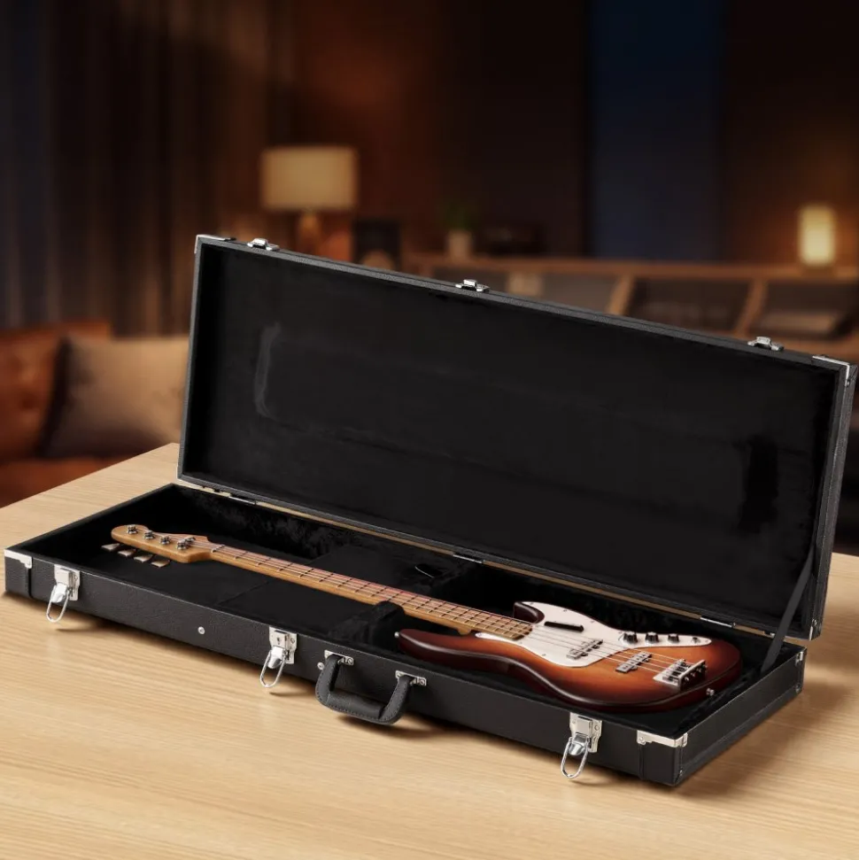 VEVOR Electric Guitar Hard Case, 41.3 Inch, Rectangle Wooden Hard-Shell Protective Carrying Case, with Lock Latch, Padding, Accessory Compartment, Key, for 39 Inch Tele/ST Electric Guitars, Black