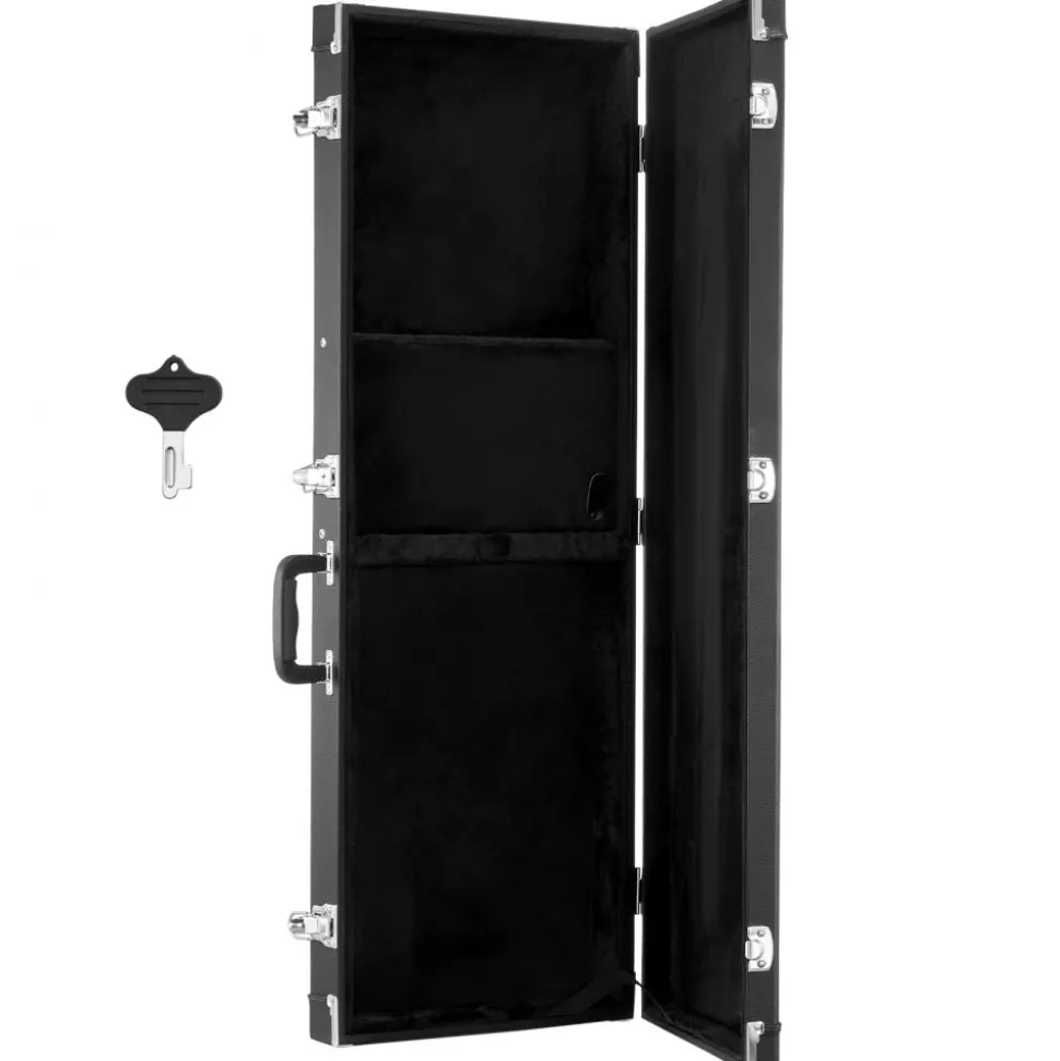 VEVOR Electric Guitar Hard Case, 41.3 Inch, Rectangle Wooden Hard-Shell Protective Carrying Case, with Lock Latch, Padding, Accessory Compartment, Key, for 39 Inch Tele/ST Electric Guitars, Black