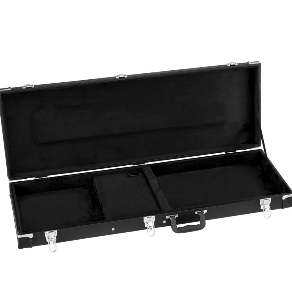 VEVOR Electric Guitar Hard Case, 41.3 Inch, Rectangle Wooden Hard-Shell Protective Carrying Case, with Lock Latch, Padding, Accessory Compartment, Key, for 39 Inch Tele/ST Electric Guitars, Black
