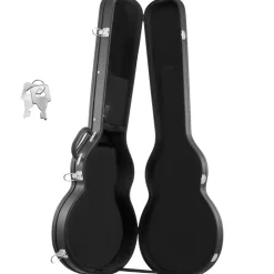VEVOR Electric Guitar Hard Case, 42.2 Inch, Wooden Hard-Shell Protective Carrying Case with Lock Latch, Sponge Lining, Keys, Accessory Compartment, Water-Resistant, for 39 Inch Les Paul Guitars, Black